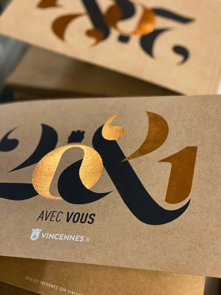 carte vœux dorure à chaud print